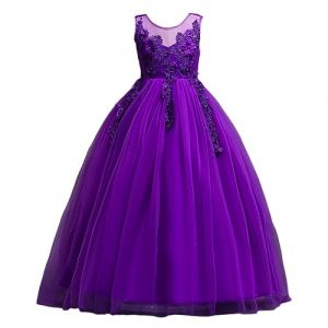 DISSA Robe pour Filles Princesse Violet sans Manche Robes de Bal Tulle Robe de Soir&eacute;e de Mariage Enfants Dentelle 5-6 Ans,D832 (Fivebee Fashion, neuf)