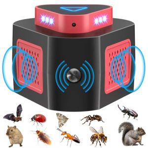 Ultrason Souris et Rats, Repulsif Souris Ultrasons 360&deg; Anti Souris avec Lumi&egrave;re LED Appareil Ultrason pour Nuisible Rongeurs Plug in R&eacute;pulsif Int&eacute;rieur Dispositif Anti Nuisible Cafards pour Jardin (GUANYING-EU, neuf)