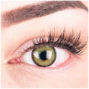 Glamlens lentilles de couleur vert naturelles colorées très haute opacité Mirel Green + étuis à lentilles de contact I 1 paire (2 pièces) I 90 Jours I sans correction I 0,00 Dioptries (MeralenS, neuf)