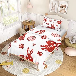 ENEN Housse de Couette Enfant, 3D Lapin Parure de Lit Enfant, Housse de Couette + 1/2 Taie d'oreiller, Microfibre, Housse Couette Ado Garçon Fille (90x190cm,Papier) (EnEn, neuf)