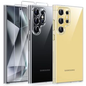 Phoona Coque pour Samsung Galaxy S24 Ultra 5G avec 2 Pièces Protection Écran en Verre Trempé,Ultra Transparente Silicone en Gel TPU Souple pour Samsung S24 Ultra Couqe,Antichoc Anti-Jaune Etui Bumper (Kohl Florian, neuf)