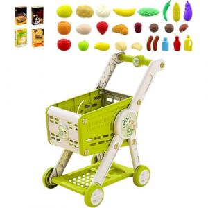 Générique Chariot de Courses Jouet - Caddie avec Set Nourriture Jouet Cuisine Enfant | Accessoires Épicerie pour Tri Apprentissage Jeu d'Imitation Enfant 1-3 Ans et Plus (zenxucheng5549, neuf)