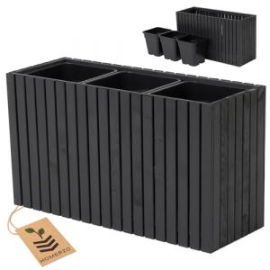 HOMERZO Jardinière en bois imprégné résistant aux intempéries - Avec insert en plastique amovible - Jardinière surélevée pour balcon, jardin, terrasse (vertical anthracite, 98 x 36 cm, hauteur 55 cm) (HOMERZO, neuf)