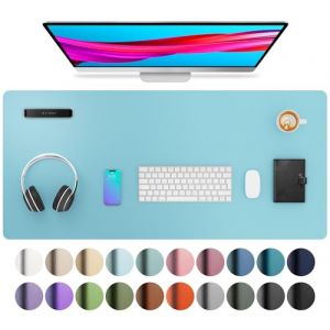Aothia Sous-main, tapis de bureau en cuir PU, tapis de souris, protection de bureau antid&eacute;rapante, bloc-notes de bureau &eacute;tanche pour le bureau et la maison (91x43cm,Topaze bleu） (Aothia FR, neuf)