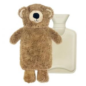 Bouillotte Eau Chaude - 1L Bouillotte Peluche Avec Poche Kangourou, Caoutchouc Bouillottes Enfant, Adorable Ours Bouillottes Doudou Pour Chaude Chauffe Main/Ventre/Cou, Amovible et Lavable (mingshang-LM, neuf)