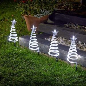Marco Paul Lot de 4 lampes en spirale pour sapin de No&euml;l &ndash; D&eacute;corations de No&euml;l d'ext&eacute;rieur &agrave; piles avec 40 lumi&egrave;res LED blanc froid &ndash; Illuminez les d&eacute;corations de No&euml;l pour le jardin et l'&eacute;clairage (Garden_Mile, neuf)
