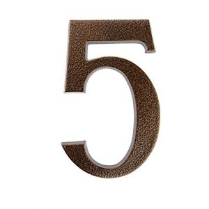 HUBER numéro de maison 5 en aluminium 20 cm I numéros de maison pour la maison et la porte I numéro de maison XL I plaques de numéro de maison en cuivre noble design 3D, revêtement par poudre (Service@huber-electro, neuf)