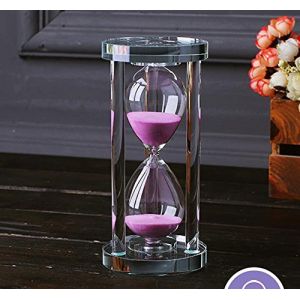 MINGZE Sablier Cristal Transparent Sablier Horloge Artisanat Verre Décoration, 15 Minutes / 30 Minutes / 60 Minutes (Rose, 15 Minutes) (MINGZE, neuf)
