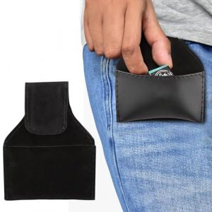 Porte Craie Billard, 4.72 × 3.94 Pouces Portable Snooker Billard Sac De Craie PU Pouch Sac Accessoire, Porte Craie Billard, Sac à Craie Pour Queue De Billard, Snooker Billard Craie Sac PU Cuir Noir (Funiques, neuf)