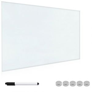 Navaris Tableau blanc magn&eacute;tique en verre - Memo board aimant&eacute; avec 1x stylo feutre 4x aimant et kit de fixation - 60 x 40 cm (SX-Commerce, neuf)