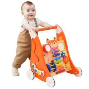 Trotteur B&eacute;b&eacute;,Chariot de Marche en bois ouet Enfant 1 an-Jouet en Bois avec Musique et trieur de Formes,Jouet Multifonction Montessori,Chariot de Marche en Bois,Cadeau pour Gar&ccedil;ons et Filles (Aomlarow Playtime, neuf)