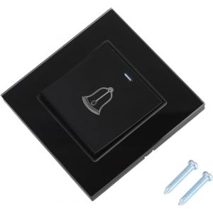 Bouton Sonnette Exterieur, 220~250V Interrupteur de Sonnette à Panneau en Verre trempé, Bouton Poussoir, Sonnette Murale Porte, pour hôtel à la maison (Mairubo, neuf)