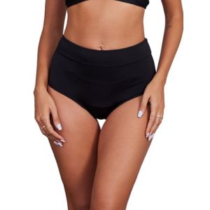 Maillot de Bain Menstruel - Bas de maillot taille haute Femme et Adolescente - Absorbant Anti-Fuite Effet Gainant - Culotte Menstruelle Piscine Flux Léger à Modéré - Bikini menstruelle Femme (M) (SoWhat, neuf)