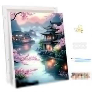 MEIYUDA Peinture par Numero Adulte avec Cadre, Paysage Kit de Peinture à l'Huile sur Toile par Numéro, Débutants Peinture, Decoration Maison Cadeau 30x40cm (JINBEIKANG, neuf)
