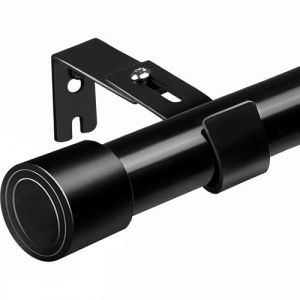 Tringle rideau extensible noir extensible barre à rideaux avec supports tringles à rideaux pour chambre, salon, cuisine(72-155CM Φ25mm) (EUR Red Bean574, neuf)