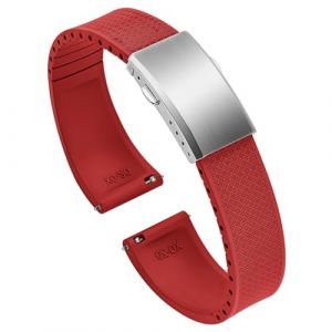 ULLCHRO FKM Bracelet Montre 20mm 22mm Bracelets de Montre FKM Caoutchouc fluoré à Dégagement Rapide Souples et Durables Bracelet de Remplacement pour Homme Femme (22mm, Rouge Foncé) (Ullchro-EU, neuf)
