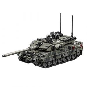 Jeamoc Leopard 2A7 Tank Militaire Char WW2 Jeu de Construction, 1009 Pièces, Modèle de Tank WW2 Leopard Char avec Soldats, Compatible avec Lego (Jeamoc, neuf)