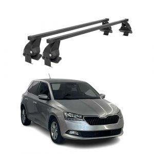 Barres de Toit Transversales Menabo - Compatible avec Skoda Fabia III 2015-2020 - Galerie de Toit - Porte-Bagages Porte-v&eacute;los de Toit - Pi&egrave;ce de Toit en Acier 2X - Capacit&eacute; de Charge 50 kg (Autopieces-online, neuf)