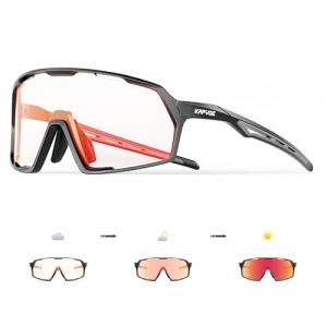 KAPVOE Lunette de Cyclisme Photochromique Homme Lunette V&eacute;lo Route TR90 Cadre Lunette VTT Femme Transparente Lunette Cycliste Protection UV400 Lunette de Soleil Sport Pour Running Course Conduite (kapvoe, neuf)