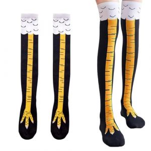 2 paires de chaussettes de cuisse de poulet personnalisées chaussettes de cuisse de poulet drôles chaussettes chaudes drôles chaussettes de patte d’oiseau de dessin animé hommes et femmes chaussettes (LangQingyan-EU, neuf)