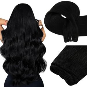 Easyouth Extension Cheveux Humain Tissage Noir Extension Cheveux a Tissage Naturel Le Plus Noir Extension de Tissage Remy Lisse 40 cm 100g (Easyouth Hair, neuf)