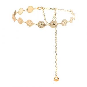 MUU Cha&icirc;ne de taille en or, ceinture Concho en m&eacute;tal, ceinture en cha&icirc;ne en m&eacute;tal, Ceintures en cha&icirc;ne boh&egrave;me pour femme pour robes, jeans et cowgirl Country Concert Outfit for Dress (BomaiTrade, neuf)