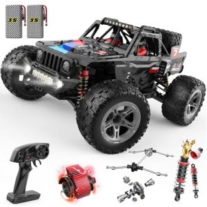 DEERC 1/10 Brushless Voiture T&eacute;l&eacute;command&eacute;e Adultes, 55 KMH Rapide Camion Radiocommand&eacute;e, 4WD Monster Truck Voiture T&eacute;l&eacute;command&eacute;e Tout Terrain, V&eacute;hicule Tout-Terrain Radiocommand&eacute; pour Gar&ccedil;ons (Funny fly EUR, neuf)