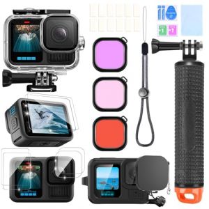 ShipeeKin Accessoires pour Gopro Hero 13, bo&icirc;tier &eacute;tanche, poign&eacute;e Flottante, 2 Jeux de Films tremp&eacute; Protecteur d'&eacute;cran, Manchon en Silicone avec Cache-Objectif, filtres Rouges, Inserts antibu&eacute;e (ShipeeKin, neuf)