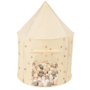 Selonis Tente De Jeu pour Enfants Ch&acirc;teau Maison De Jeu en Forme De Pavillon De Jeu 100X130cm/100 Balles Pliable Tente Pop-Up Enfant, Beige Clair: Beige Pastel/Gris/Blanc (OtherEden &  DUmalDU, neuf)