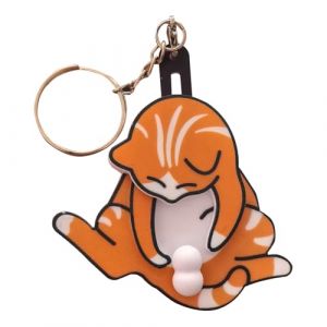 Porte-clés chat interactif - Porte-clés amusant avec œufs de chat rotatifs - Ornements suspendus - Cadeau pour les couples et les amoureux, Orange, Siehe Beschreibung (Azinketa, neuf)