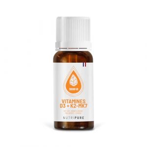 Nutripure | Vitamine D3 K2-MK7 3000 UI | Dosage Élevé pour Système Immunitaire, Santé Osseuse et Musculaire | Avec VitaMK7® et Huile d’Olive Bio | Haute Absorption et Posologie Personnalisée | 5 Mois (NUTRIPURE, neuf)