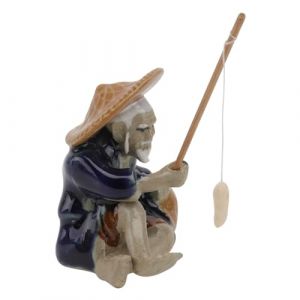 ABOOFAN 2pièces Décoration De Pêcheur Céramique pour Aquarium Ornement De Bonsai Chic Statue Miniature Accessoire De Zen pour Aquariums Et (Halleyham, neuf)