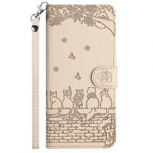 Nokverzy Coque pour Huawei Mate 20 Pro &Eacute;tui Housse Portefeuille PU Cuir Clapet Chat Th&egrave;me Porte Carte Magn&eacute;tique Protection Pochette Cover &Eacute;tui Rabat T&eacute;l&eacute;phone Portable pour Huawei Mate 20 Pro Beige (annuo, neuf)
