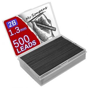 Lot de 1000 crayons de plomb m&eacute;canique 0,5 0,7 0,9 1,3 2,0 mm 2 B grande capacit&eacute; rempla&ccedil;able crayon recharge &eacute;tudiant bo&icirc;te cadeau pratique (1,3 mm) (MROOFUL, neuf)