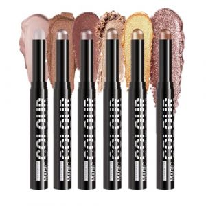 Bâtonnet de Fard à Paupières Crémeux, Stylo Maquillage Effet Dégradé Pour Regard Lumineux, 6 Nuances Résistantes Texture Douce pour Mariage Fêtes Déguisement Voyage (Veafam, neuf)