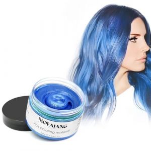 Coloration Temporaire Cheveux, 4.23 oz Coloration Cheveux Femme Homme, Cire Colorante Temporaire Pour Cheveux Facile À Laver Et À Changer De Couleur, Convient Pour Cosplay Halloween (Bleue) (SOVONCARE Official FR, neuf)