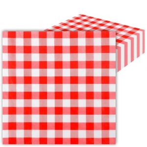 LOCCY Lot de 40 Serviette Papier, 33x33cm Serviette Papier Fleur Serviettes Papier Vichy Serviettes de Jetables Décoration de Table pour Mariages, Communions, Anniversaires, Noël (Vichy Rouge) (LOCCY CHIU, neuf)