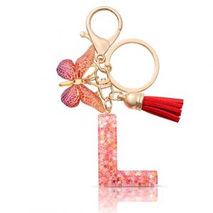 MORSUNBELA porte clef avec lettre L initiale porte cl&eacute; femme porte clef personnalisable, papillon pendentif, cadeau pour femme - rouge (MORSUNBELA-FR, neuf)