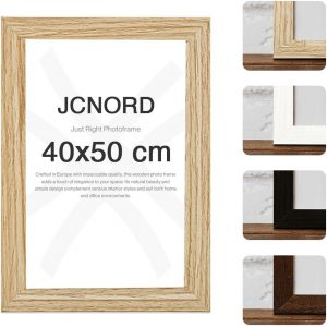JCNORD Cadre Photo en Bois MDF Couleur Ch&ecirc;ne de 40x50 cm Avec Verre Plexi Incassable | Cadre Photo Moderne Pour Murs et Tables (Frame more, neuf)