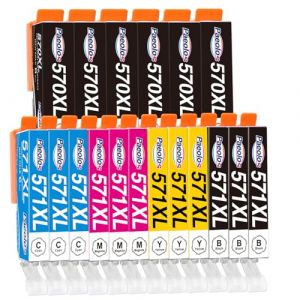 Paeolos 570 571 XL Cartouche d'encre Compatibles pour Canon 571 pour Cartouche pour Canon TS5055 pour PIXMA TS5050 MG5750 TS5053 MG6852 MG6850 MG5700 MG5752 MG5753 (18 Pack) (Paeolos EU, neuf)