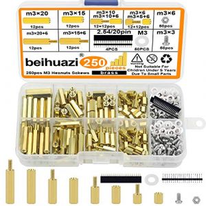 250 Pi&egrave;ces M3 Entretoise Laiton PCB Entretoise Filet&eacute; M&acirc;le-Femelle Hexagonale Boulons en Cuivre Assortiment Kit pour PCB carte m&egrave;re (ANKKY, neuf)