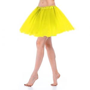 Yolev Jupe Tulle Femme Tutu Adulte Classique Elastique 3 Couches Tulle Jaune Jupes Tutu Femme Ado Danse Habiller Soirée Jupette Danse Classique Fille Déguisement Année 80 Accessoire Fluo (Huajiesm, neuf)