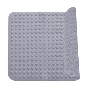 Tapis De Douche Antidérapant, 80 x 80 cm,Tapis Anti Dérapant avec Ventouses Et Trous de Drainage,Tapis Antidérapant en PVC, Carré, Lavable en Machine, pour Personnes âgées, Gris (FEADBYT, neuf)