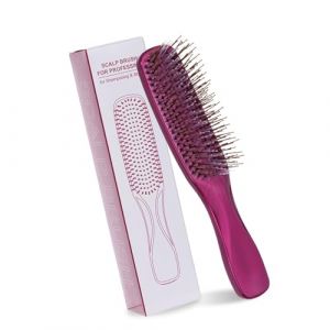 Brosse à cheveux en poils de sanglier en nylon pour cheveux normaux à épais démêle doucement, ne tire pas ou ne se fourche, brosse démêlante en poils de sanglier en nylon (yanguoliushengjiaju, neuf)