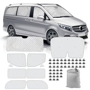 Eysbiy Lot de 10 Pare-Soleil De Qualité Supérieure pour Mercedes-Benz Classe V III W447(LWB) 2014-2022, Thermiques Internes Couverture de Pare-Soleil de Pare-Brise de Voiture de Luxe Anti-UV (Eysbiy, neuf)