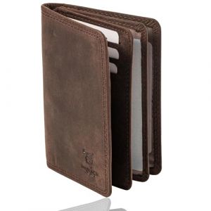 MATADOR Porte-Carte Homme Cuir #Porto avec &eacute;l&eacute;gante Bo&icirc;te Cadeau, Luxe Etui Anti RFID, Portefeuilles et Porte-Cartes Homme avec de Nombreux Compartiments &agrave; Cartes en Marron Fonc&eacute; (MATADOR LEDER "The German Brand", neuf)