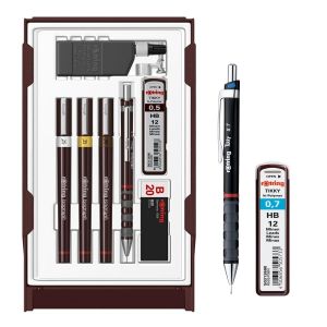 rOtring Isograph Fineliner Pen & Pencil College Set S0699380 | 3 stylos techniques (0,25 mm, 0,35 mm, 0,50 mm) et porte-mine (0,5 mm) | Lot avec recharges (Famica FR, neuf)