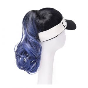 Chapeau Perruque Chapeau de perruque bleu dégradé noir, perruque de chapeau for femmes, perruque en fibres synthétiques résistantes à la chaleur d'aspect naturel, adaptée aux loisirs de plein air Perr (shaochanjia, neuf)