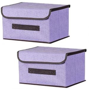 NCRGB Boite de Rangement avec Couvercle,Boite Rangement Tissu,Cube de Rangement tissu,Pliantes,Boîtes de Rangement pour placards,Vêtements,Penderies,Jouets (26×19×16cm/2pack, Violet) (NCRGB-EUR, neuf)