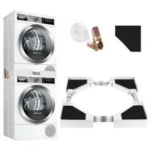 Zikenis Kit Superposition Lave Linge Seche Linge Universel, Support SecheLinge sur Lave Linge avec Sangle a Cliquet, R&eacute;glable 45-70cm Cadre de Connexion pour Lave Linge et S&egrave;che Linge (ZIEDONIS XXXL, neuf)